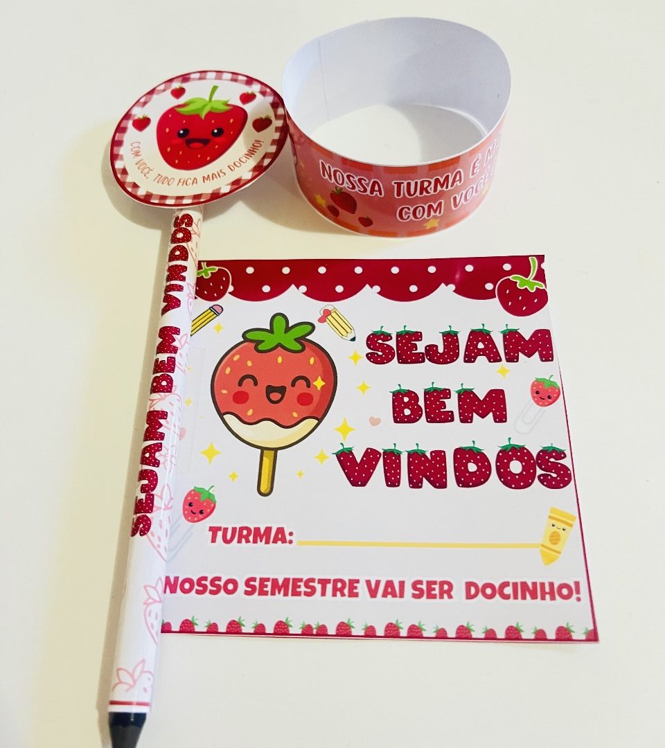 Lembrancinhas Volta às Aulas Morango do Amor