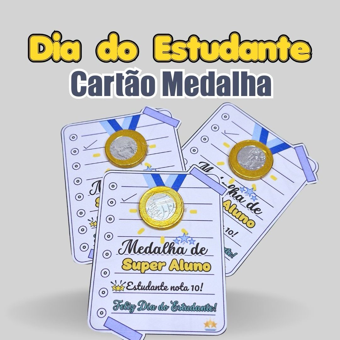 Cartão Medalha Dia do Estudante