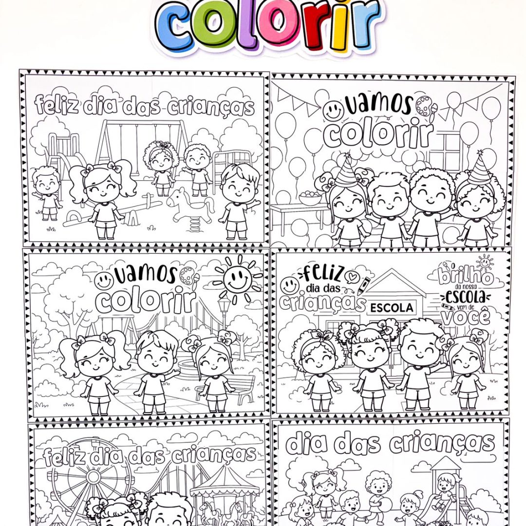 Painel Dia das Crianças Vamos Colorir