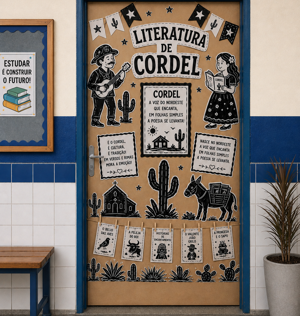 Decoração de Porta Literatura de Cordel