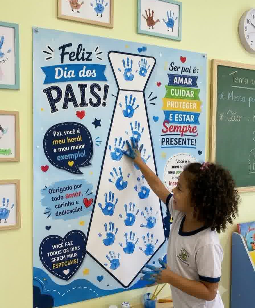 Painel Dia dos Pais Gravata de Mãozinhas